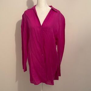 Massimo Dutti Magenta Linen Shirt